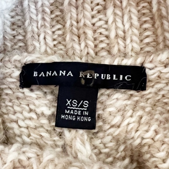 BANANA REPUBLIC Alpaca Blend Turtleneck Poncho Tan and Cream Size XS/S - Picture 7 of 11